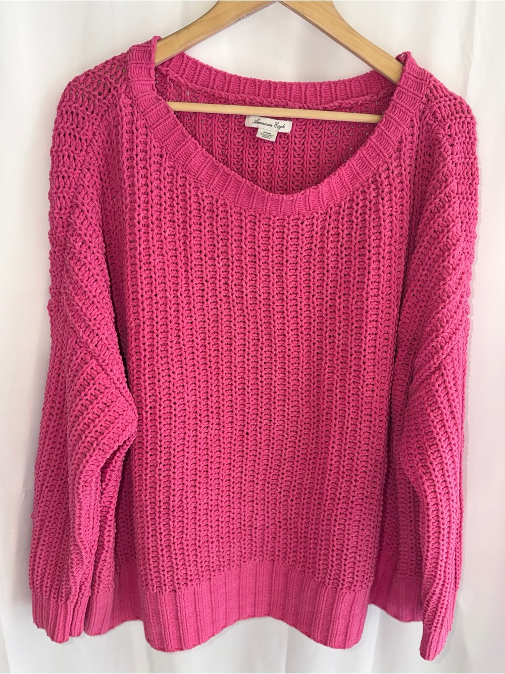 American Eagle Outfitters Hot Pink Chunky Crewneck Sweater
